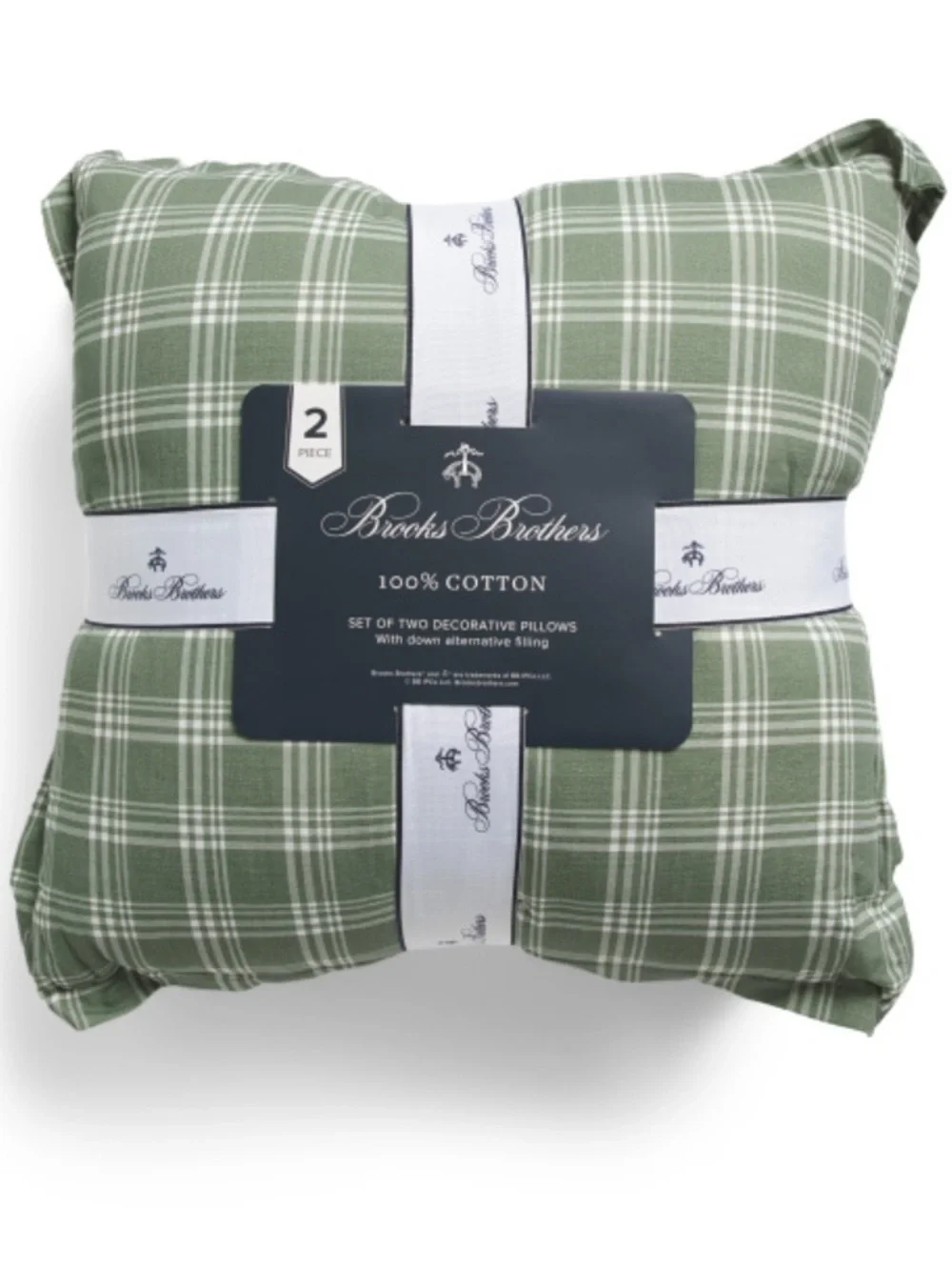 Brooks Brothers Plaid Cotton Decorative Pillow Set in Olive